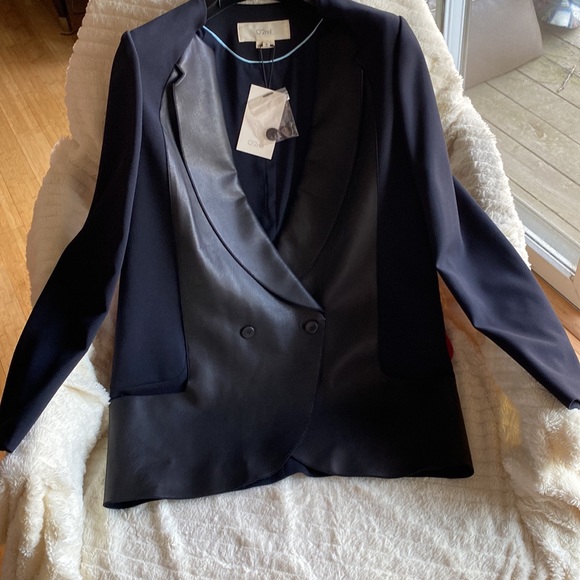 O’2nd Stunning Dark Blue Leather Like Combination Jacket New With Tags - Picture 14 of 14